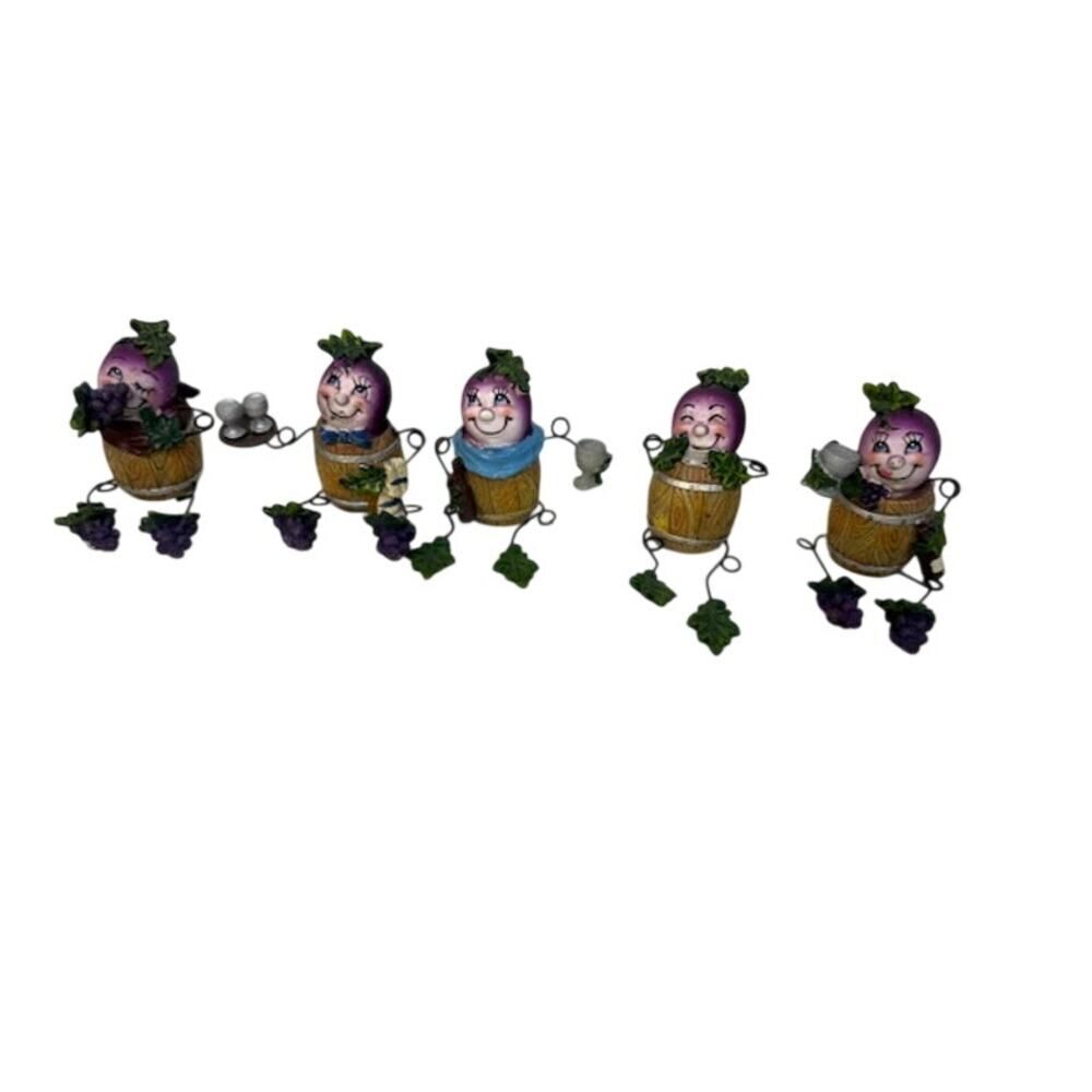 Grape Anthropomorphic Shelf Sitters Resin Figurines 3"